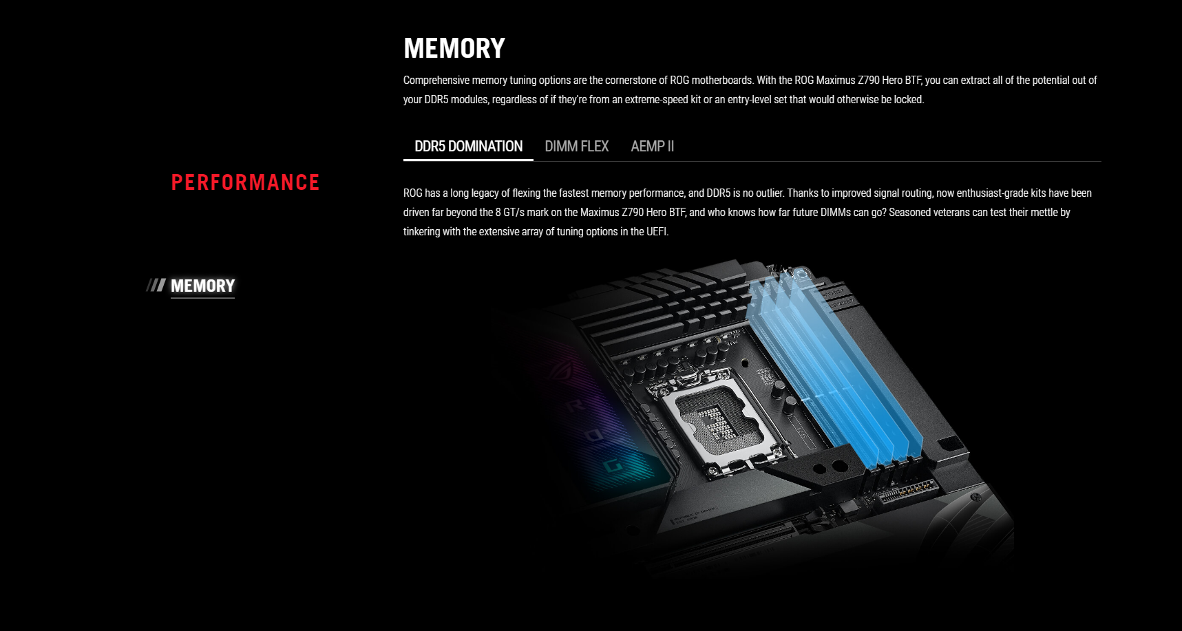 A large marketing image providing additional information about the product ASUS ROG Z790 Hero BTF LGA1700 ATX Desktop Motherboard - Additional alt info not provided